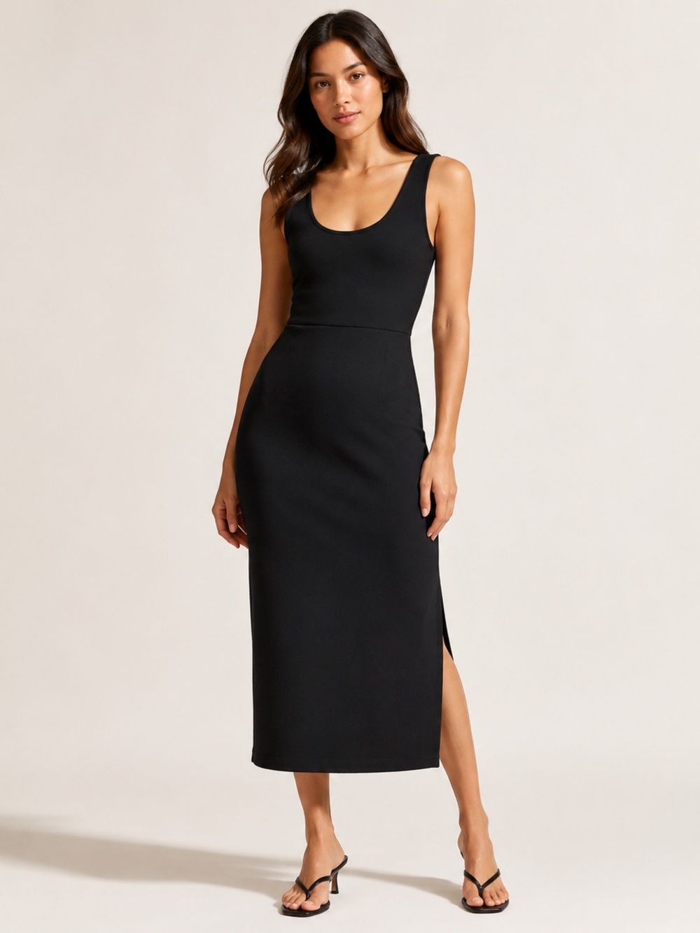 NWT Open Edit Black Sleeveless Midi Dress S
